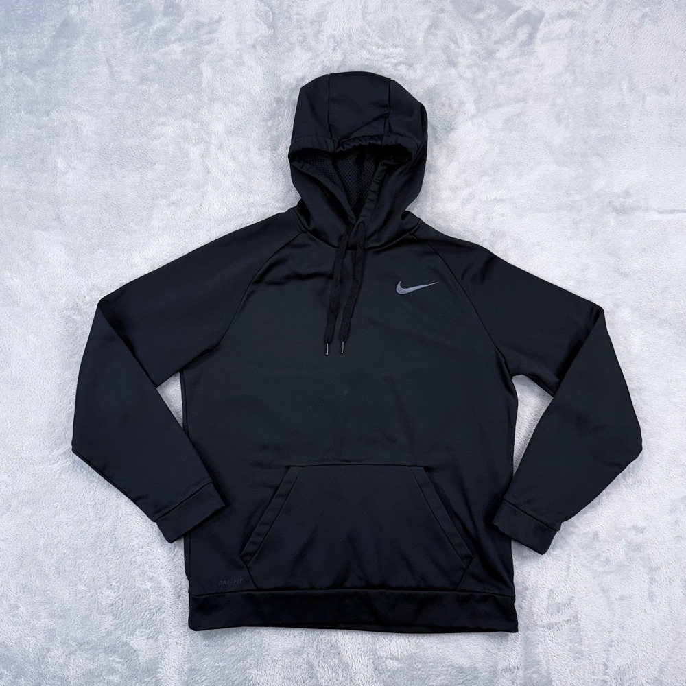Nike Dri-FIT Pullover Hoodie Mens Large Black Fleece Club Training Sweatshirt